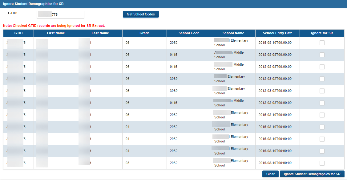 Student Records Extract